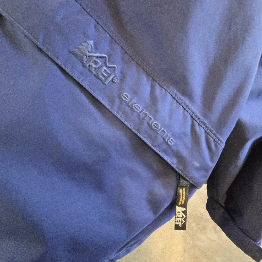 REI Elements Hooded Windbreaker Jacket Adult M Blue Rain Shell Gorpcore Outdoor